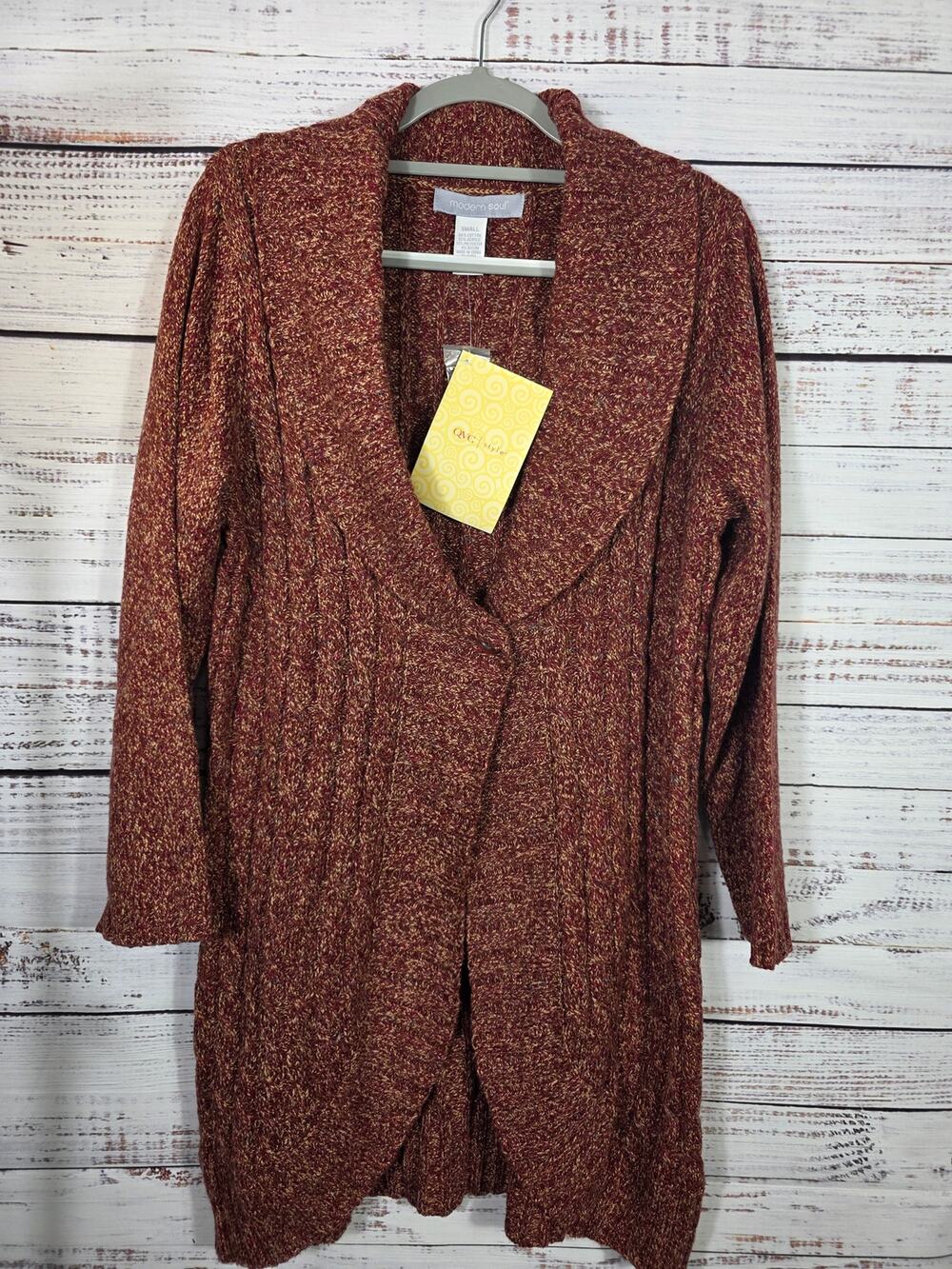 Modern Soul Y2K Chuncky Knit Burgundy/multicolor sweater women's size small